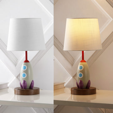 Houston 17.5" Coastal Style Iron/Resin Rocket LED Kids' Table Lamp with Phone Stand and USB Charging Port - JONATHAN Y